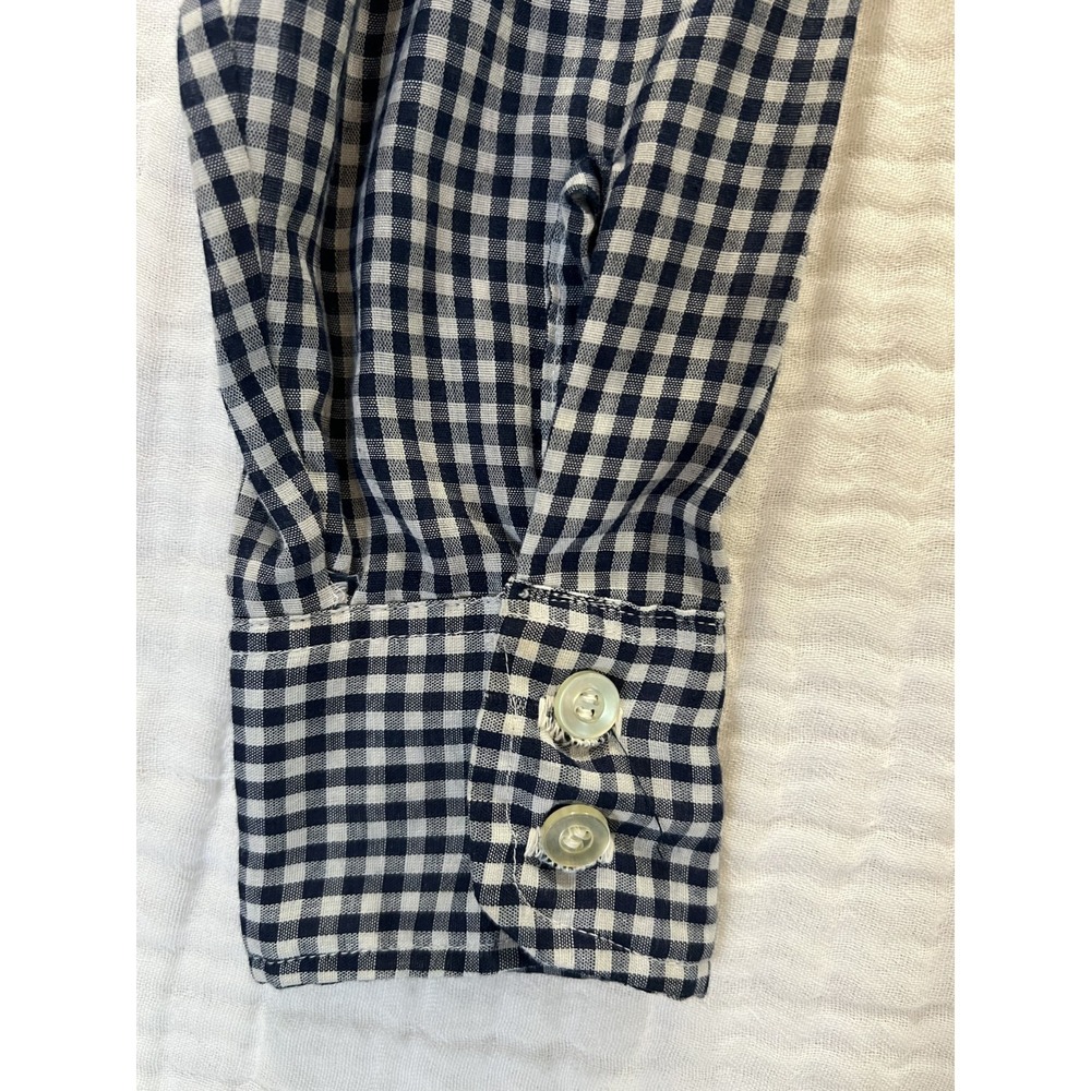 Vintage Levis Western Shirt Mens Navy White Gingham Plaid 70s Super Thin Small - Picture 7 of 7